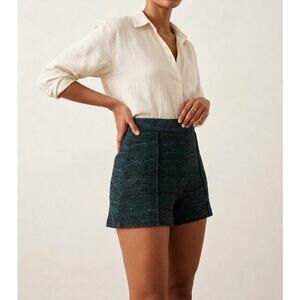 Free People Spun Marled Knit High-Waisted Shorts Stretchy Size M green/blue/teal